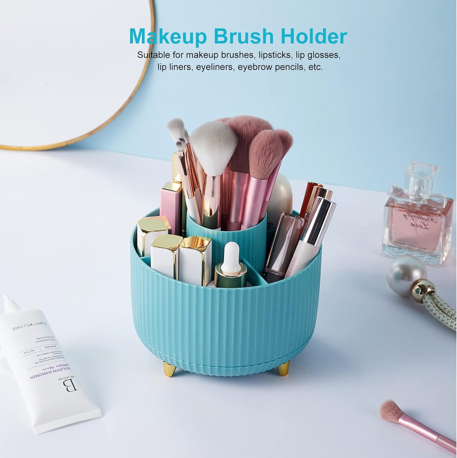 Desk Pencil Pen Holder, Rotating Desk Pen Organizers for Desk, Desktop Storage, Stationery Supplies for Office, School, Home -5 Slots Desk Pencil Pen Holder, Rotating Desk Pen Organizers for Desk, Desktop Storage, Stationery Supplies for Office, School, Home -5 Slots